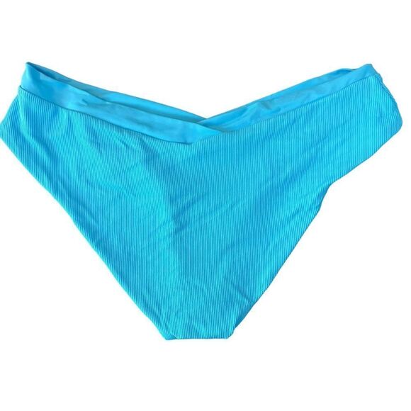 L* Space Bright Turquoise Ribbed V Cut Bikini Bottom Size XL - Picture 2 of 7